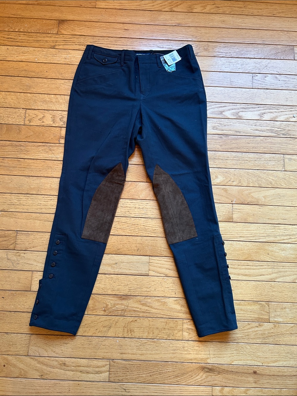 Ralph Lauren Navy Skinny Riding Jeans with Brown Knee Patches